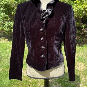 Patra Black Velvet Blazer with Mandarin Collar